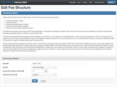 Edit fee structure page